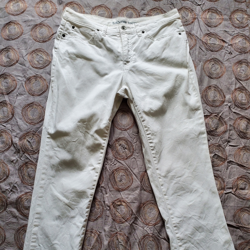Land's End white denim crops sz6